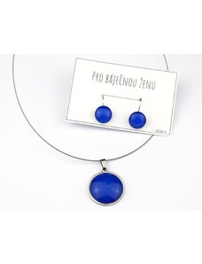 Laboka Tmavě modrý set - visací náušnice + náhrdelník