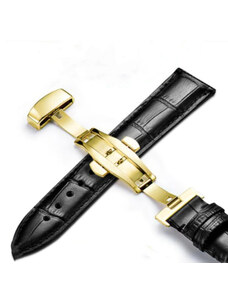 Amparo Miranda Prošitý kožený řemínek na hodinky Miranda PD235 black/gold