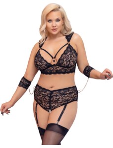 Cottelli Plus size krajkový komplet Seductive Bondage, XL