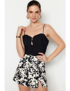 Trendyol Black Crop Lined Poplin Bustier