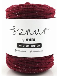 Bavlněná šňůra MILA Premium Cotton 5 mm - bordová stříbrná