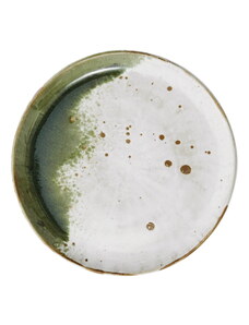 Madam Stoltz Dezertní talíř White/Green/Natural 21 cm