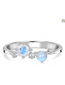 Klenoty Amber Luxusní stříbrný prsten s měsíčním kamenem a topazy Fancy