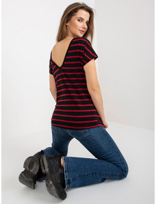 Fashionhunters BASIC FEEL GOOD černo-červené dámské pruhované tričko