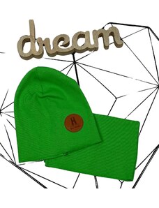 Chlapecký set čepice + nákrčník BY MIMI světle zelený