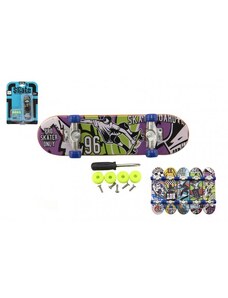Teddies Skateboard prstový šroubovací plast 9cm s doplňky mix barev na kartě 12,5x17x3cm