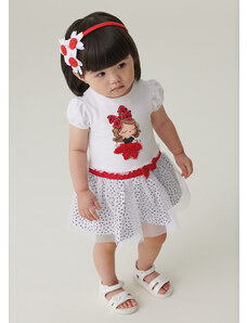Dívčí šaty s tylovou sukýnkou MAYORAL, červeno bílé PUNTÍKY