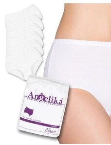 Bavlněné kalhotky Angelika s vysokým pasem, 6ks v balení, bílé Velikosti těh moda: S (36)