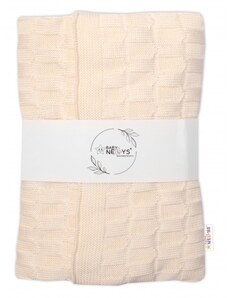 Baby Nellys Luxusní bavlněná pletená deka, dečka CUBE, 80 x 100 cm - ecru