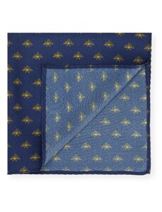 Vzorovaný hedvábný kapesníček Wittchen, žluto-tmavě modrá, hedvábí