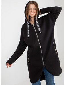 Fashionhunters Černá tepláková mikina s kapucí na zip