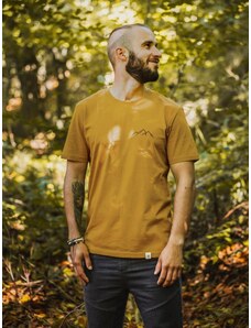 Happy Nature Pánské tričko Hory - hořčicové