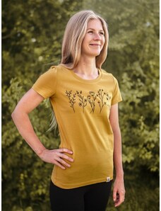 Happy Nature Zachraňte dámské tričko Kvítí - hořčicové