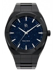 Černé pánské hodinky Paul Rich s ocelovým páskem Cosmic - Black 45MM