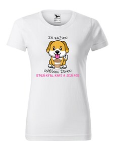 Dámské tričko - Za každou úspěšnou ženou stojí kýbl kafe a její pes