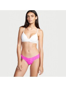 Victoria's Secret růžové krajkové tanga kalhotky Lacie Lace-Up Thong Panty