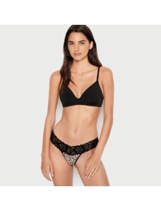 Victoria's Secret leopardí bavlněné tanga kalhotky s krajkovým pasem Lace Waist Cotton Thong Panty