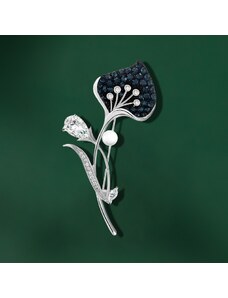Éternelle Luxusní brož s perlou a zirkony Diara - květina