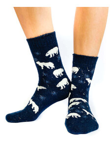 Veselé dámské ponožky lední medvídek tmavě-modré