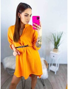 MFY Oranžové letní košilové šaty s páskem