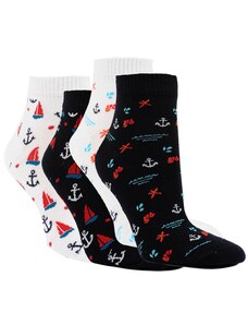 Dámské bavlněné námořnické kotníkové ponožky RS - 4PACK