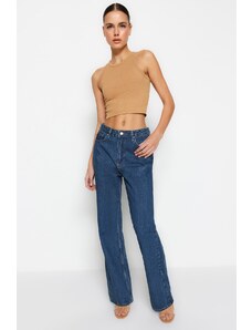 Trendyol Blue Udržitelnější dlouhé rovné džíny s vysokým pasem