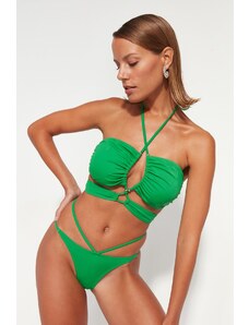 Trendyol Green Piping High Leg Bikini Spodní díl