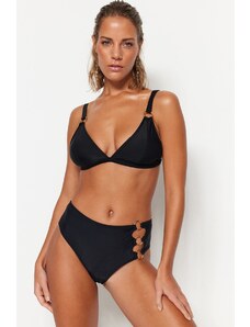 Trendyol High Waist Normal Leg Bikini Bottom s černými doplňky