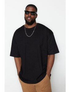 Trendyol Plus Size Černá Oversize/Wide Fit Pohodlné základní tričko ze 100% bavlny