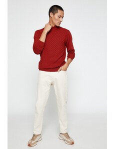 Koton Basic Knitwear Sweater Half Turtleneck Long Sleeve Geometric Patterned