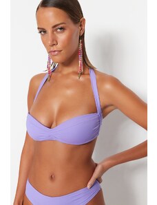 Trendyol Lilac Strapless Gathered Bikini Top