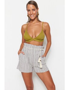 Trendyol Striped Belted Woven Frilly Shorts & Bermuda