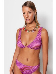 Trendyol Abstract Pattern Triangle Bikini Top