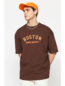 Trendyol Oversize/Wide Cut Crew Neck Short Sleeve City Printed 1 Cotton T-Shirt
