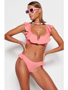 Trendyol Pink Flounce Regular Leg Bikini Bottom
