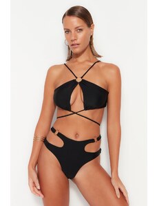 Trendyol Black Halter Neck Příslušenství Bikiny Top