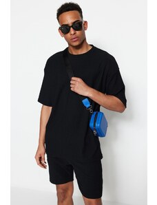 Trendyol Limited Edition Black Oversize Crew Neck Short Sleeve Textured Ottoman T-Shirt