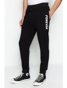 Trendyol Black Regular/Regular Fit Printed Elastic Cuff Sweatpants