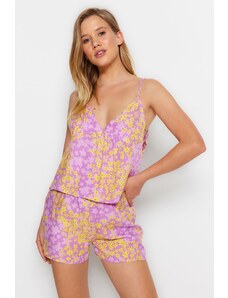 Trendyol Floral Back Window/Cut Out Detailed Rope Strap Viscose Woven Pajama Set