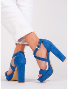 PK Luxusní dámské modré sandály na jehlovém podpatku