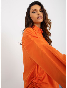 Fashionhunters Oranžová oversize košile na knoflíky s manžetami