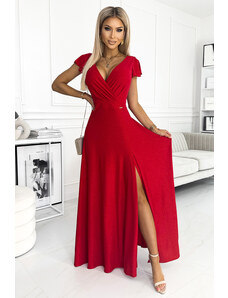 Numoco Elegantní třpytivé šaty Clara, Červené