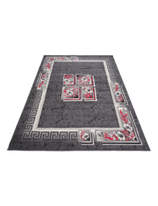 Chemex Moderní koberec Tap - čtverce a květiny 2 - tmavě šedý Rozměr koberce: 80x150 cm