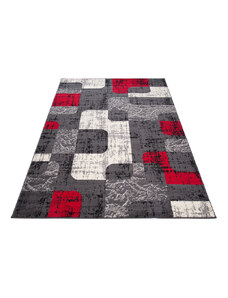 Chemex Moderní koberec Tap - geometrické tvary 2 - červený/šedý Rozměr koberce: 80x150 cm
