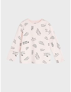 Sinsay - Tričko s dlouhými rukávy a potiskem - pastelová růžová