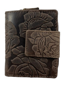 Lozano Dámská kožená peněženka s růží hnědá 4414
