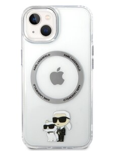 Ochranný kryt pro iPhone 14 - Karl Lagerfeld, IML Karl and Choupette NFT MagSafe Transparent