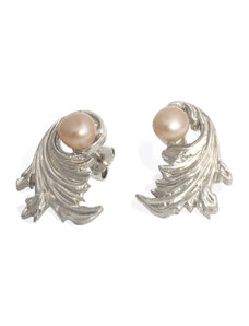 Klára Bílá Jewellery Dámské náušnice Barok delší s perlou Stříbro 925/1000, Barva perly: Bílá