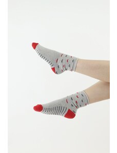 Moraj Thermo ponožky 83 šedé s červenou špicí