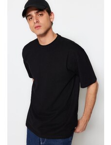 Trendyol Black Basic 100% bavlna Uvolněné/pohodlné tričko